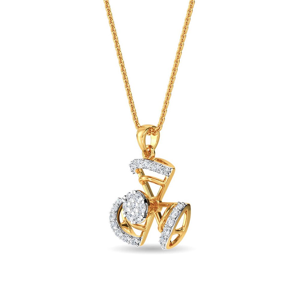 Diamond Ed Pendant Yellow Gold / 14KT - الصورة 3