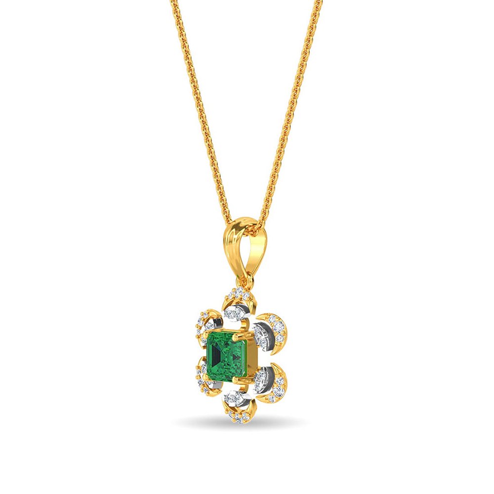 Esra Floral Diamond Pendant Set Gold - الصورة 3