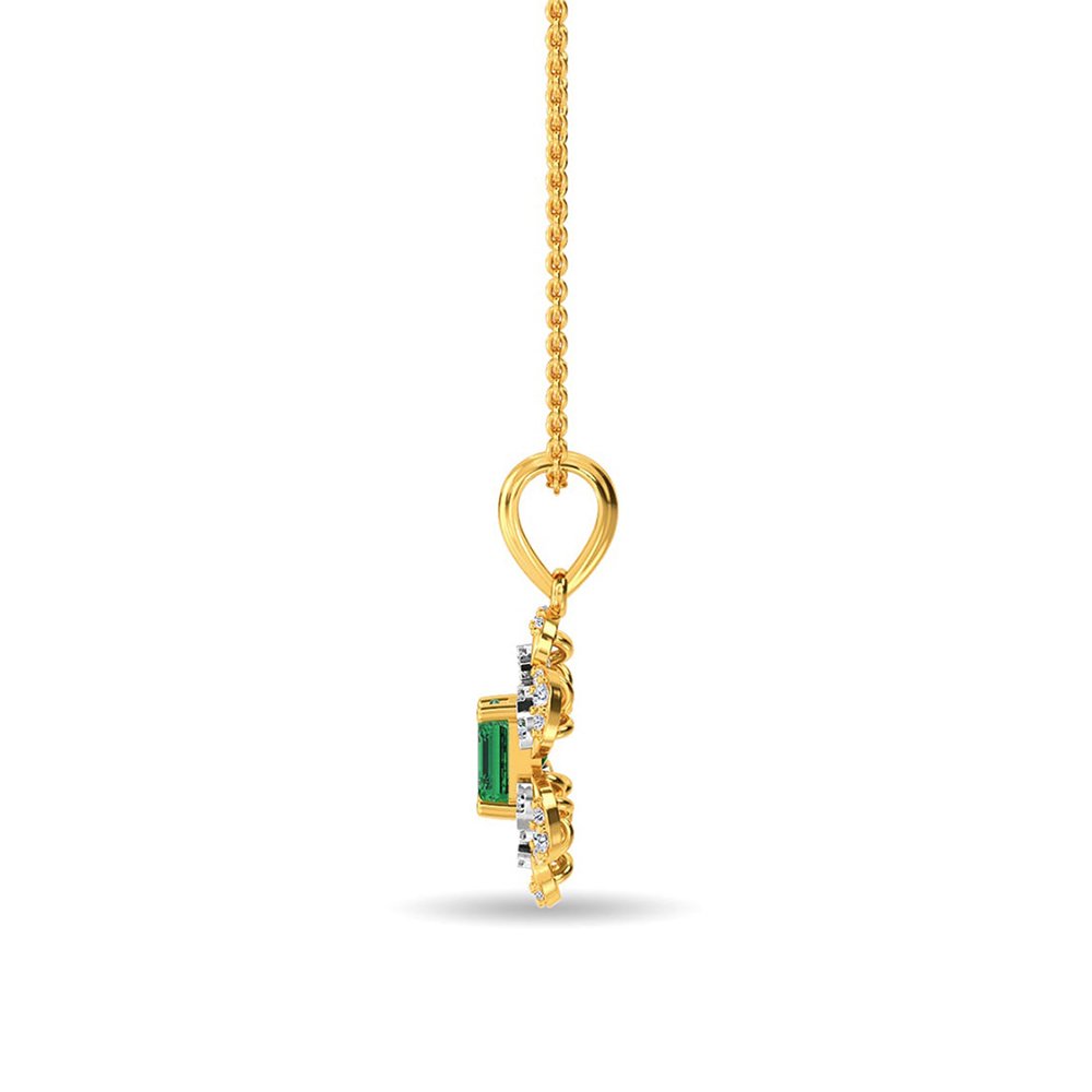 Esra Floral Diamond Pendant Set Gold - الصورة 4