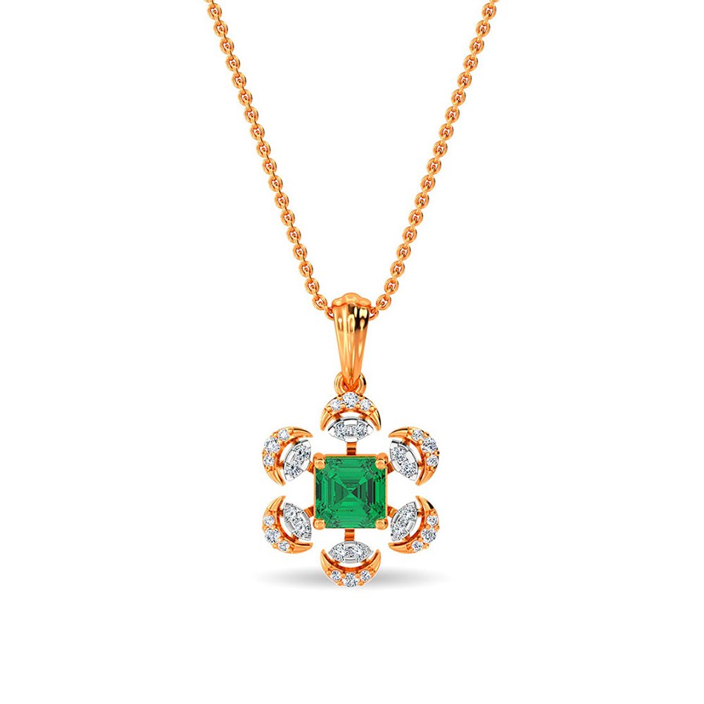 Esra Floral Diamond Pendant Set Gold - الصورة 5