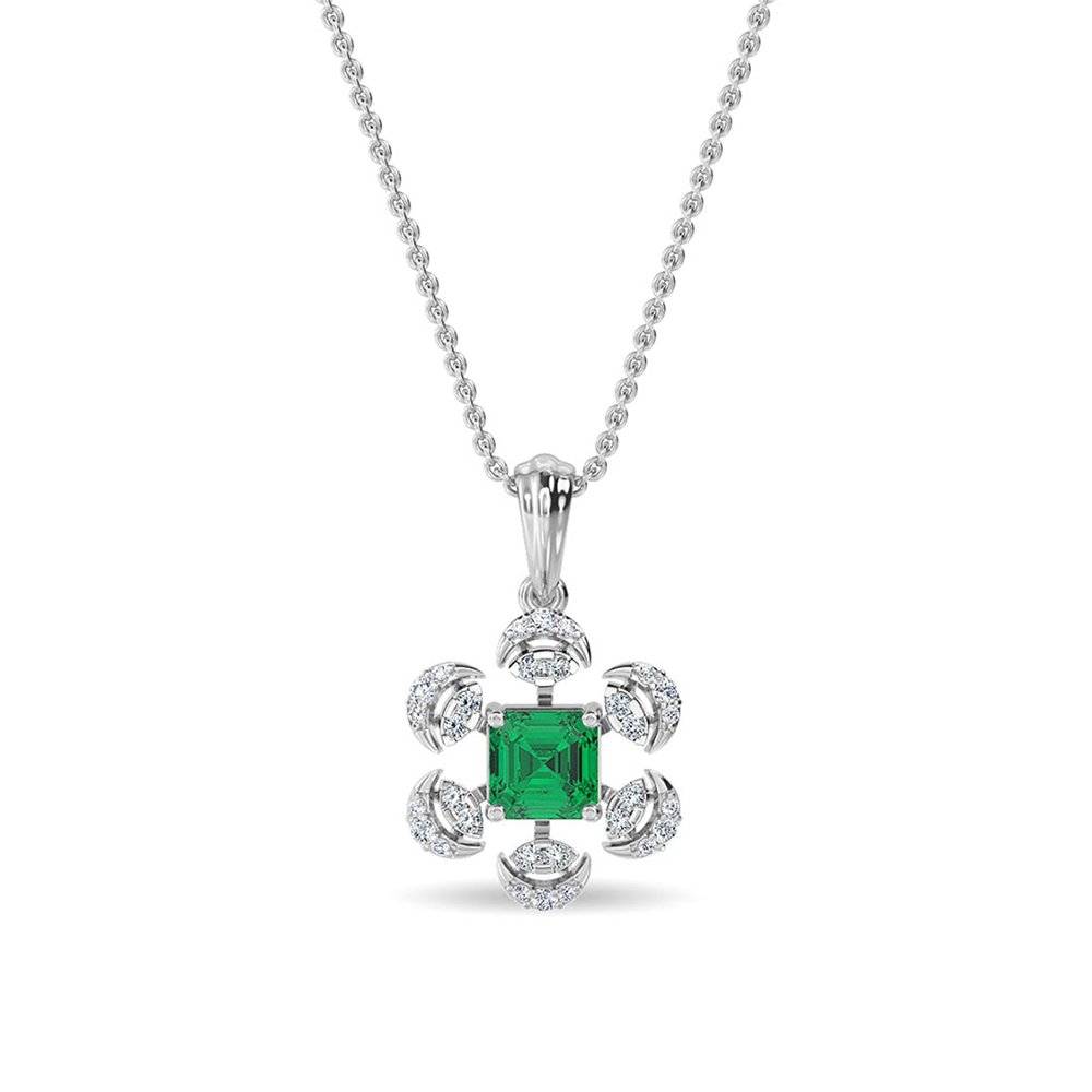 Esra Floral Diamond Pendant Set Gold - الصورة 6