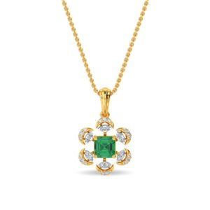 Esra Floral Diamond Pendant Set Gold